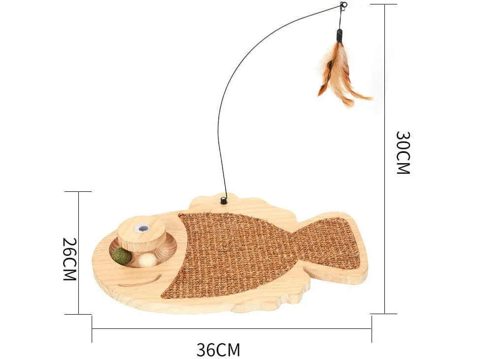 Solid Wood Pine Board   Sisal   Steel Wire   Feather   Cat Grass Ball-F