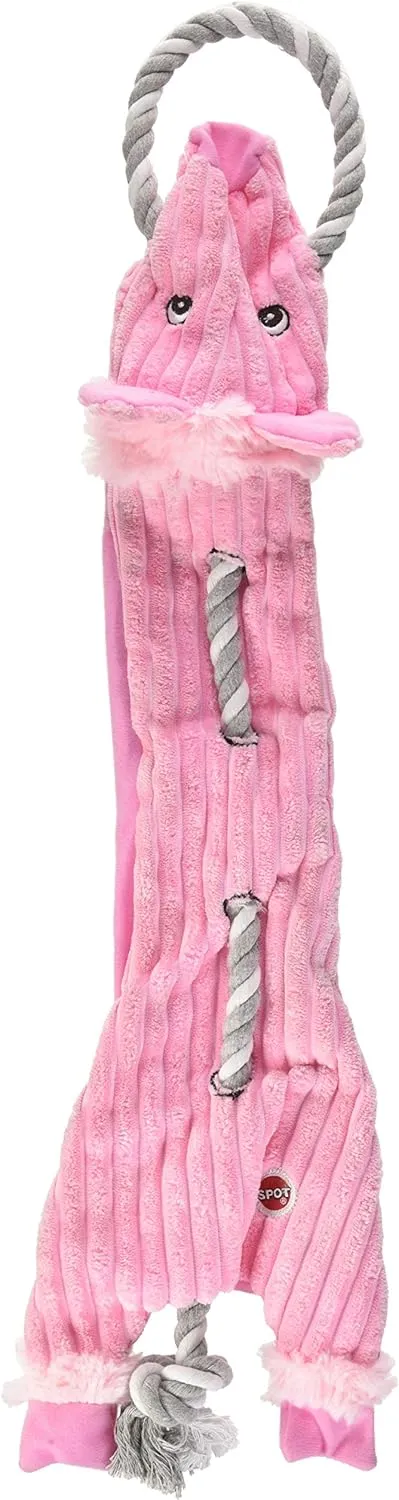 SPOT Skinneeez Barnyard Tug Dog Toy - Rope Design for Strong Chewers, Squeaker & Crinkle, Stuffing-Free, Tug Toy for Medium to Large Dogs & Puppies -23 inch, Style Varies