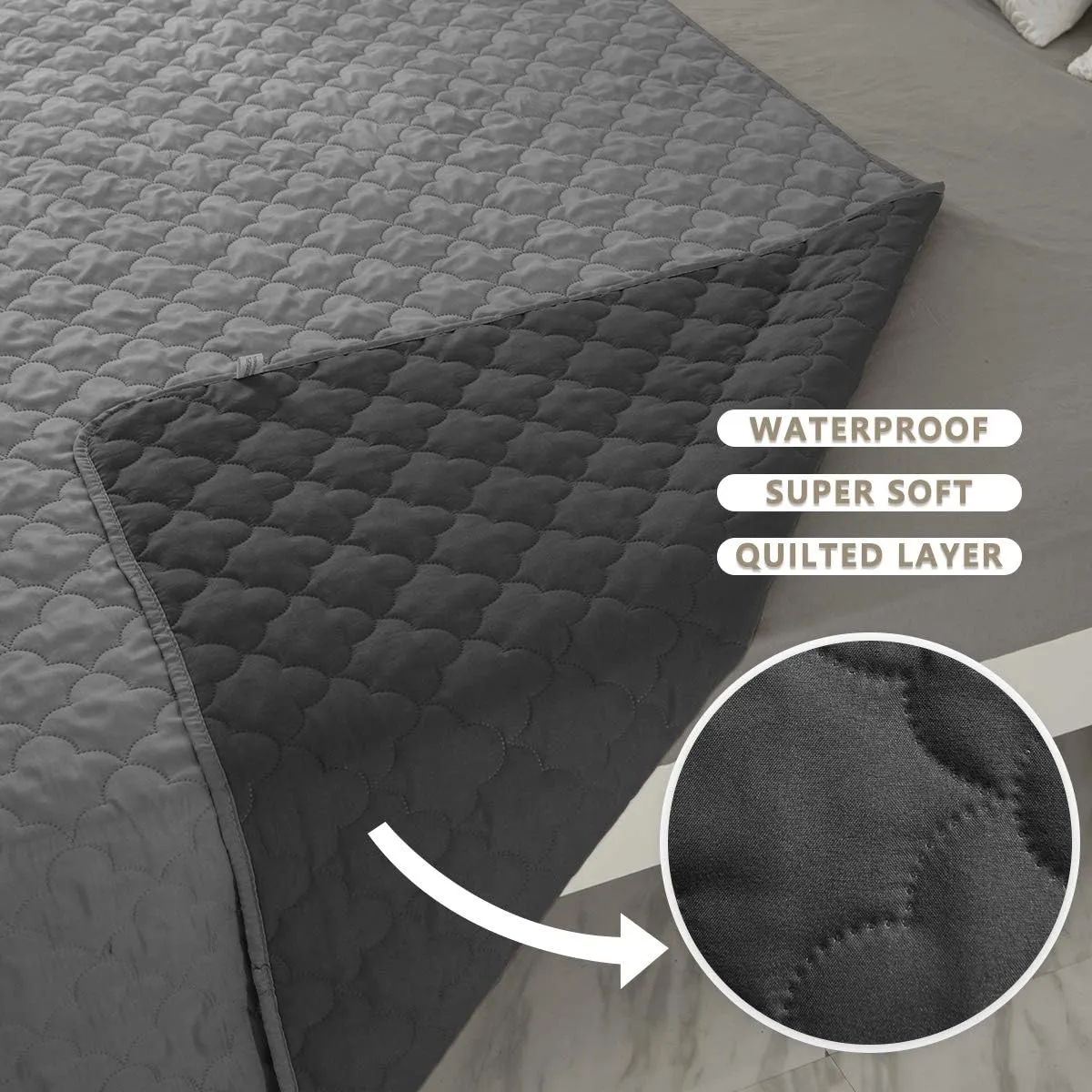 SPXTEX Dog Bed Cover Washable Pee Pads Dog Blankets for Puppy Large Dog Cat,Sofa Reversible Changing Pad Reusable 1 Piece82"x102",Dark Grey Grey