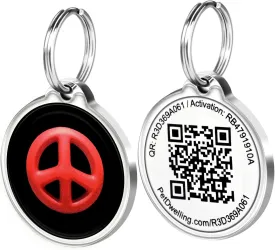 Symbols QR Code Pet ID Tag for Dogs & Cats - Easy Scanning, Instant Online Profile Access, Real-Time Scan Location Alerts(Joy-Peace)