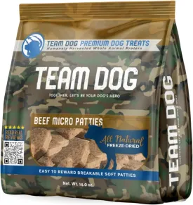 Team Dog Freeze Dried Beef Dog Treats | Dog Training Treats & Food Toppers for Picky Dogs | Made from Gluten Free, Grain Free 100% USA-Sourced Beef Lung, Liver & Heart | 14 oz Bulk Size Pack
