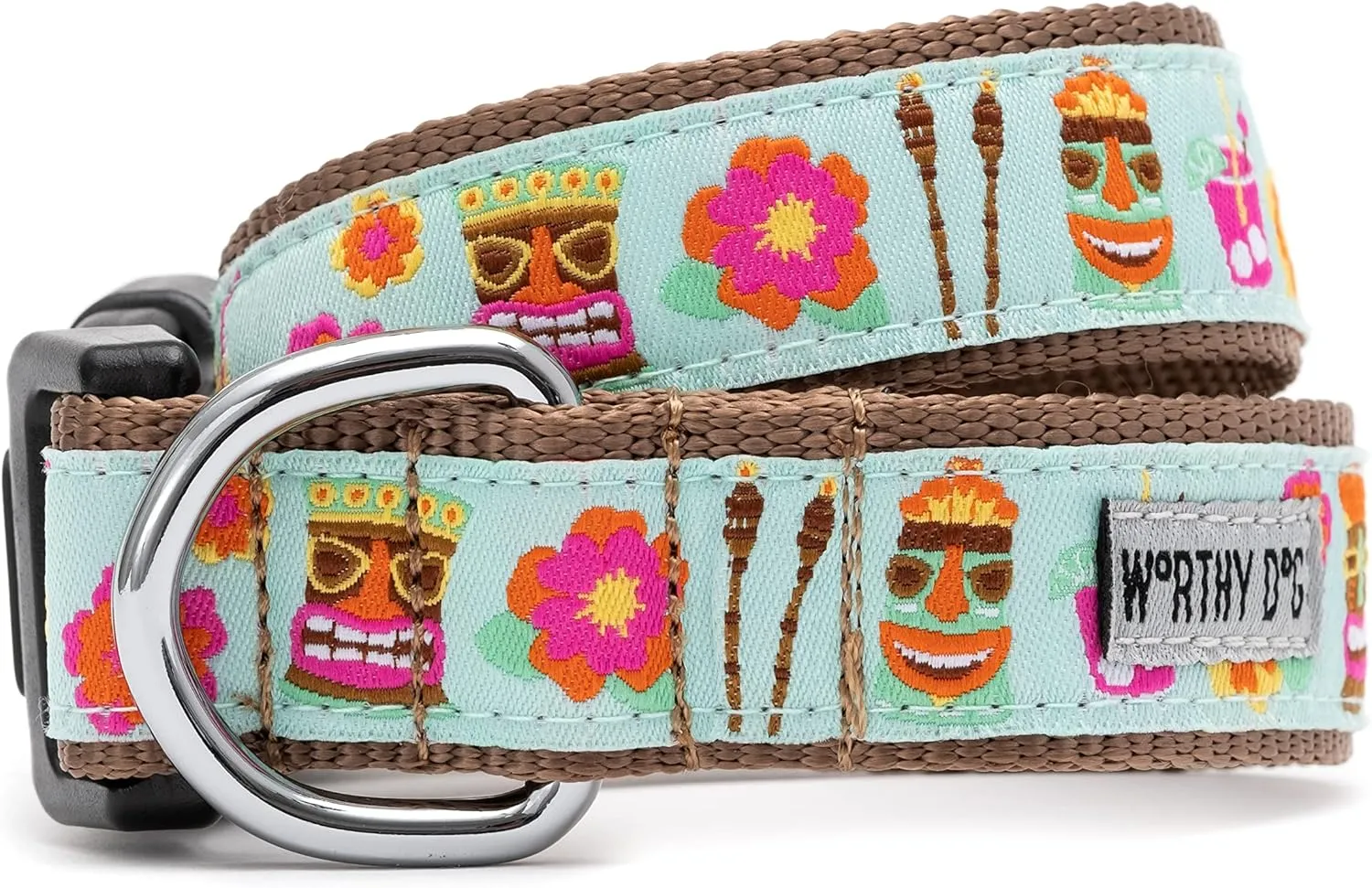 The Worthy Dog's Tiki Time Collar for Puppy Kitten Dog Adjustable Collars Blue X-Small