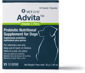 Vet One Advita Probiotic Powder for Dogs, a Daily Nutritional Supplement to Maintain Immune System, Appetite, & Digestion in 30, 1g Packets (3-Pack)