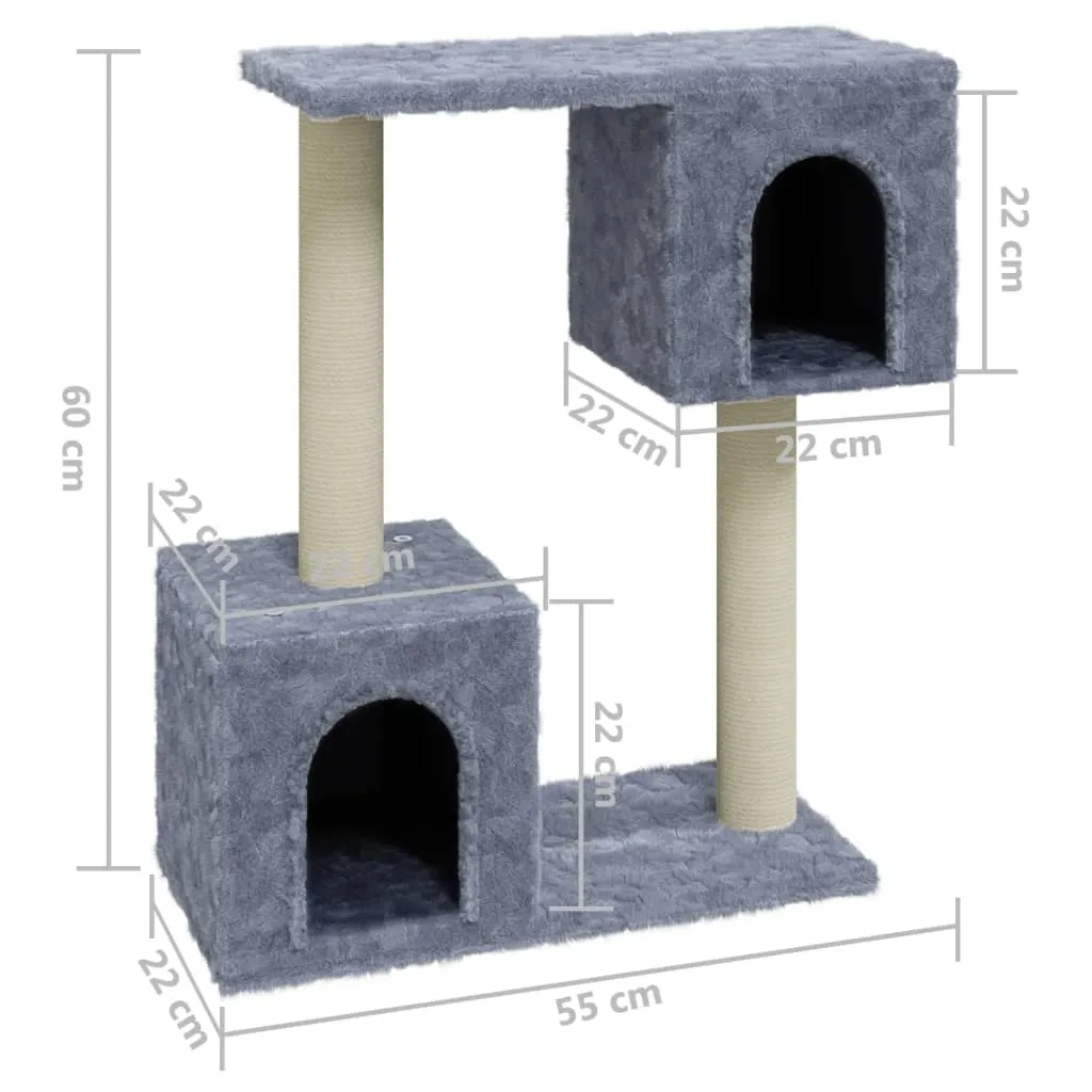 vidaXL Cat Tree with Sisal Scratching Posts Light Grey 60 cm
