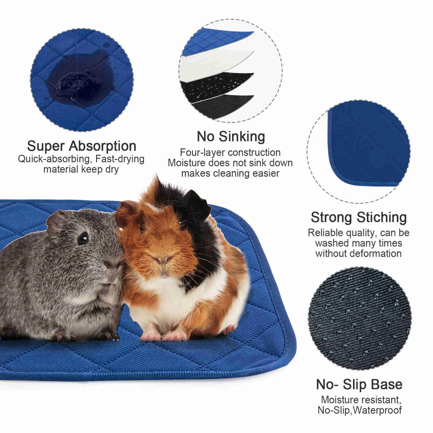Washable Small Pet Pads, like guinea pigs(Blue/ Orange)