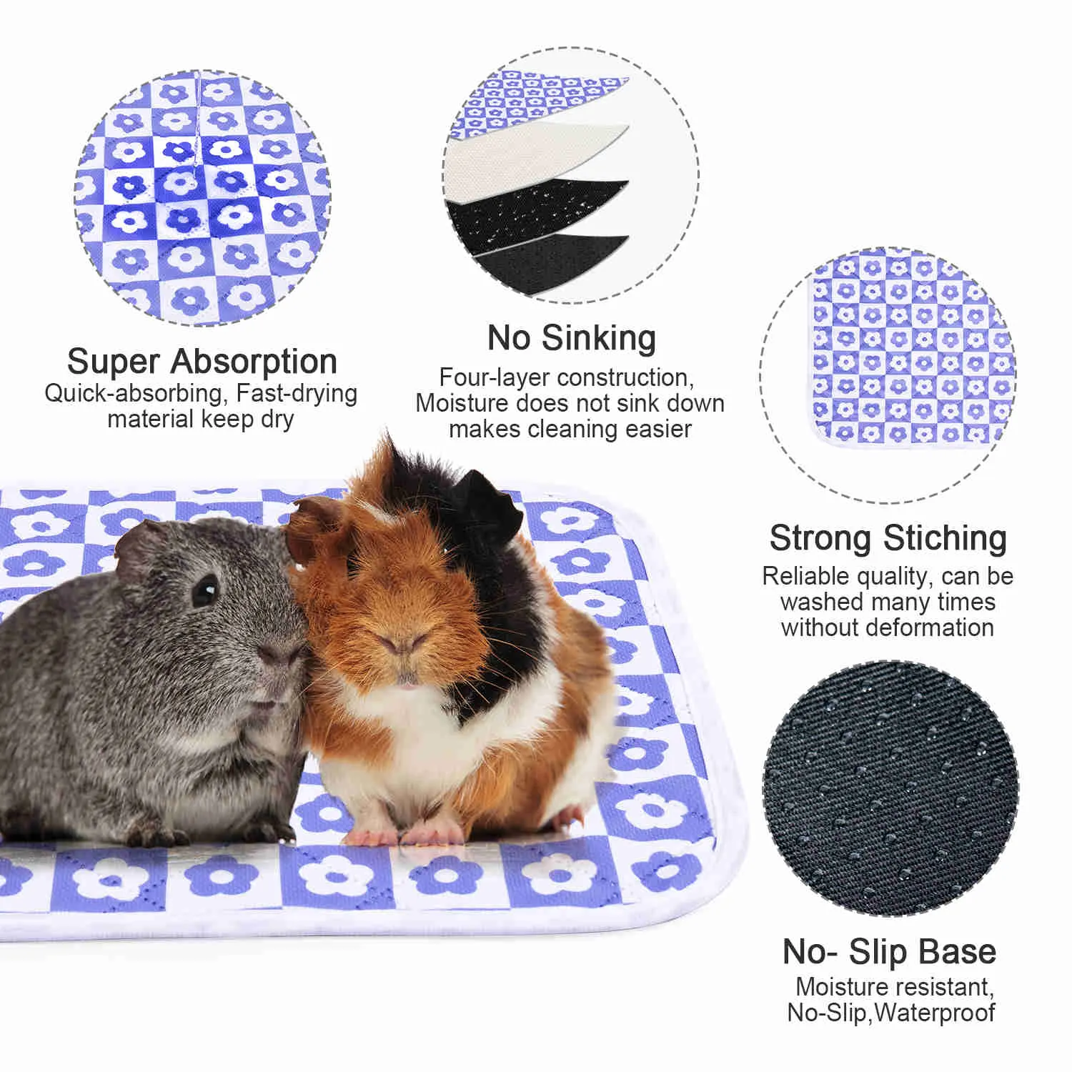 Washable Small Pet Pads, like guinea pigs(Flower)