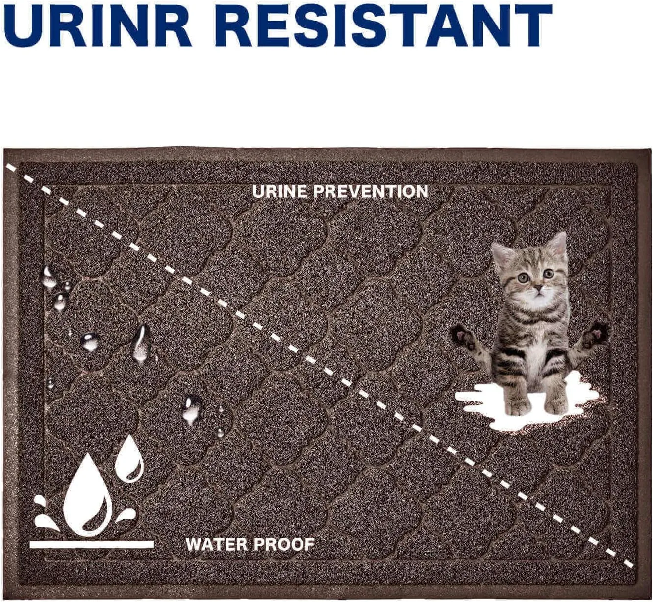 WePet Cat Litter Box Mat, Kitty Premium PVC Pad, Durable Trapping Rug, Phthalate Free, Urine-Resistant, Scatter Control, XXL 47 x 36 Inch, Brown