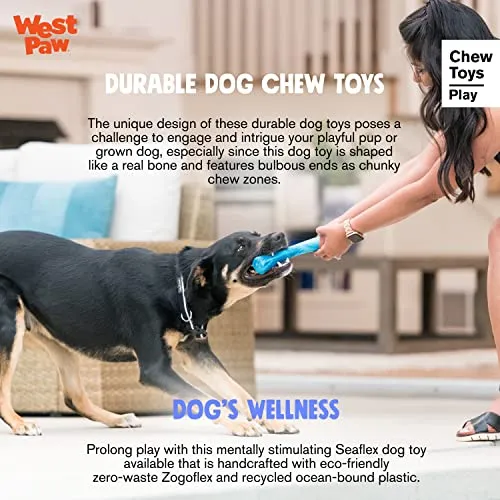 WEST PAW Seaflex Drifty Dog Toy – Machine Washable Dog Toys for Moderate Chewers – Eco-Friendly Zogoflex Toys for Dogs – Perfect for Gnawing, Fetch, Catch, Pet Training – 8.5" Large, Surf