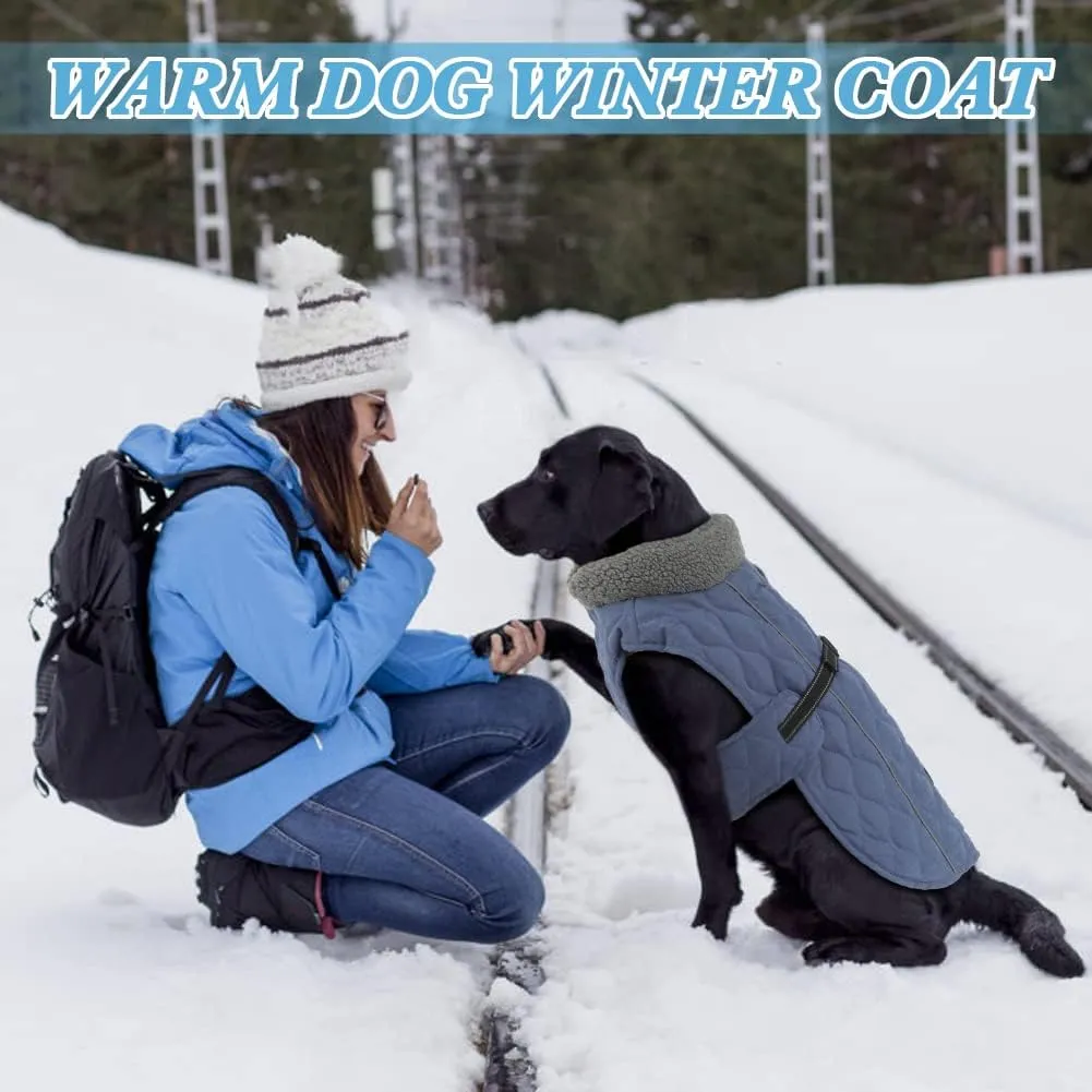 Winter Coats for Dogs - Warm Fleece Jacket with Reflective Safety Features, Adjustable, Blue M