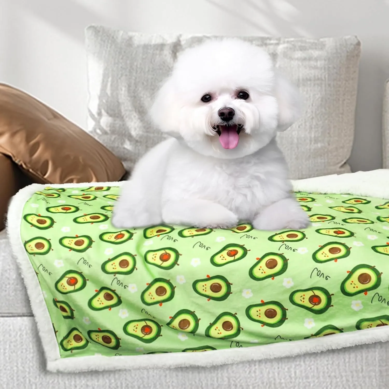 XPUDAC Waterproof Dog Blankets for Large Dogs, Pet Couch Cover Protection, Washable Soft Sherpa Fleece Leakproof Bed Blanket for Furniture Protector, Green-S