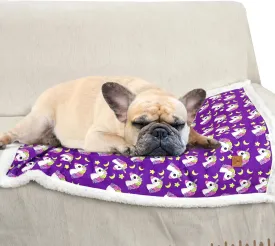 XPUDAC Waterproof Dog Blankets for Small Large Dogs, Pet Couch Cover Protection, Washable Soft Sherpa Fleece Leakproof Bed Blanket for Furniture Protector, Purple-S