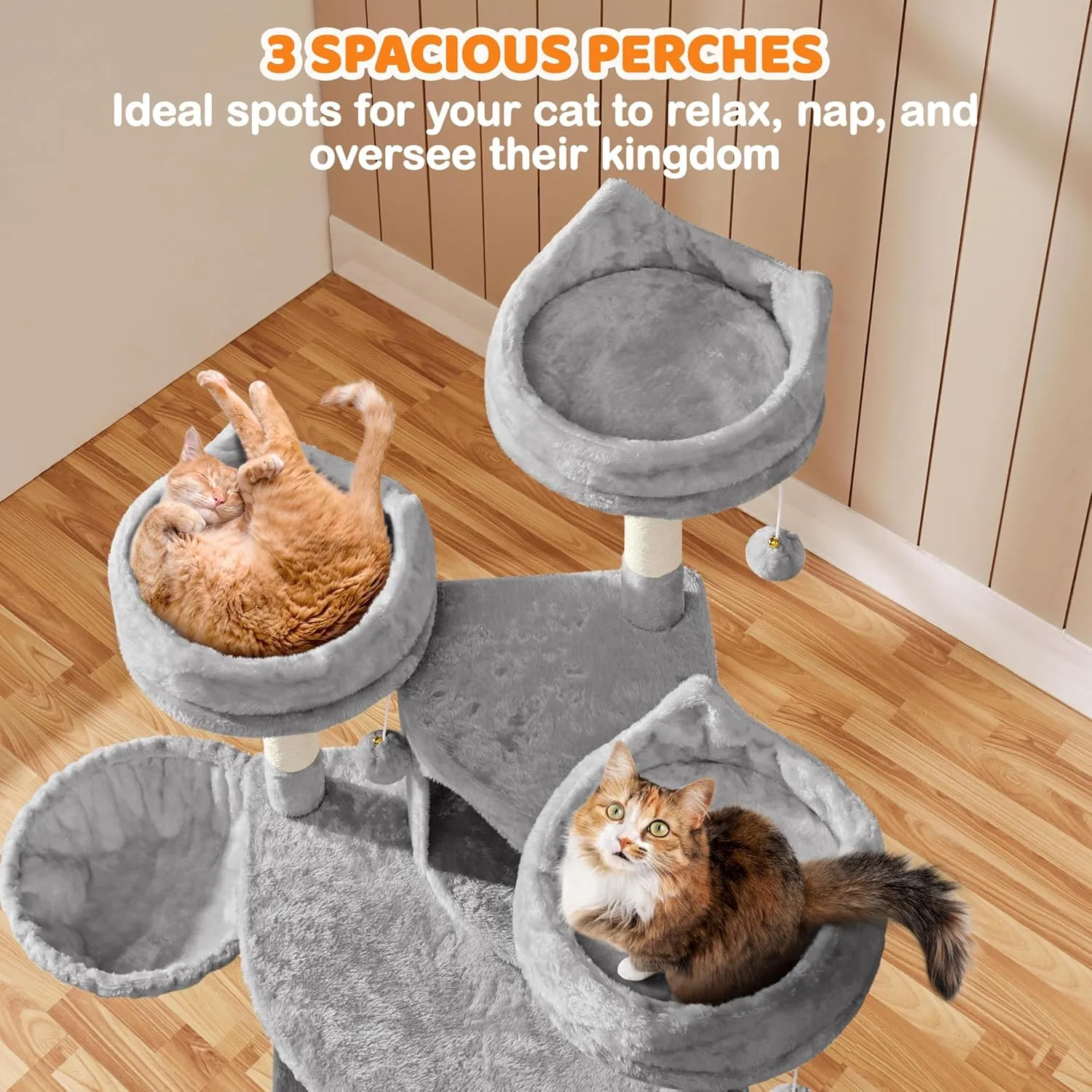 Yaheetech 68.5in Multi-Level Cat Tree Large Cat Tower with Sisal-Covered Scratching Board & Scratching Posts, Cozy Perches, Stable Cat Tower Cat Condo Pet Play House, Light Gray